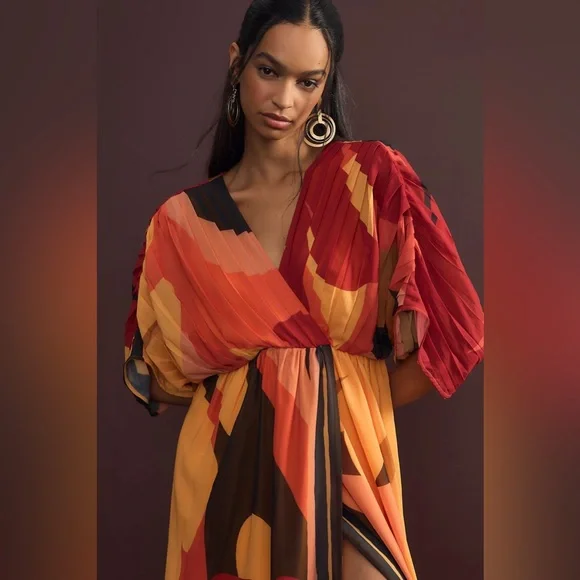 NWT Farm Rio Short-Sleeve Wrap-Front Maxi Dress - Picture 3 of 4